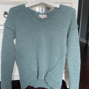 Soft Teal V Neck Sweater